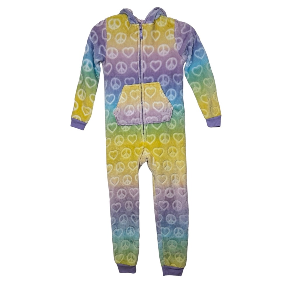 More Than Magic Sleepwear Girls Hooded Jumpsuit Size M 7 8 Peace Pastel Blue